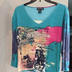 Women's Multicolor Graphic Top/Sequins